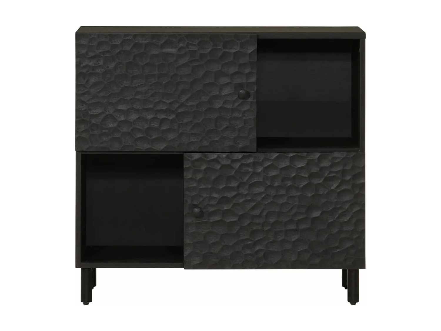 Armoire latérale noir 80x33x75 cm bois massif de manguier