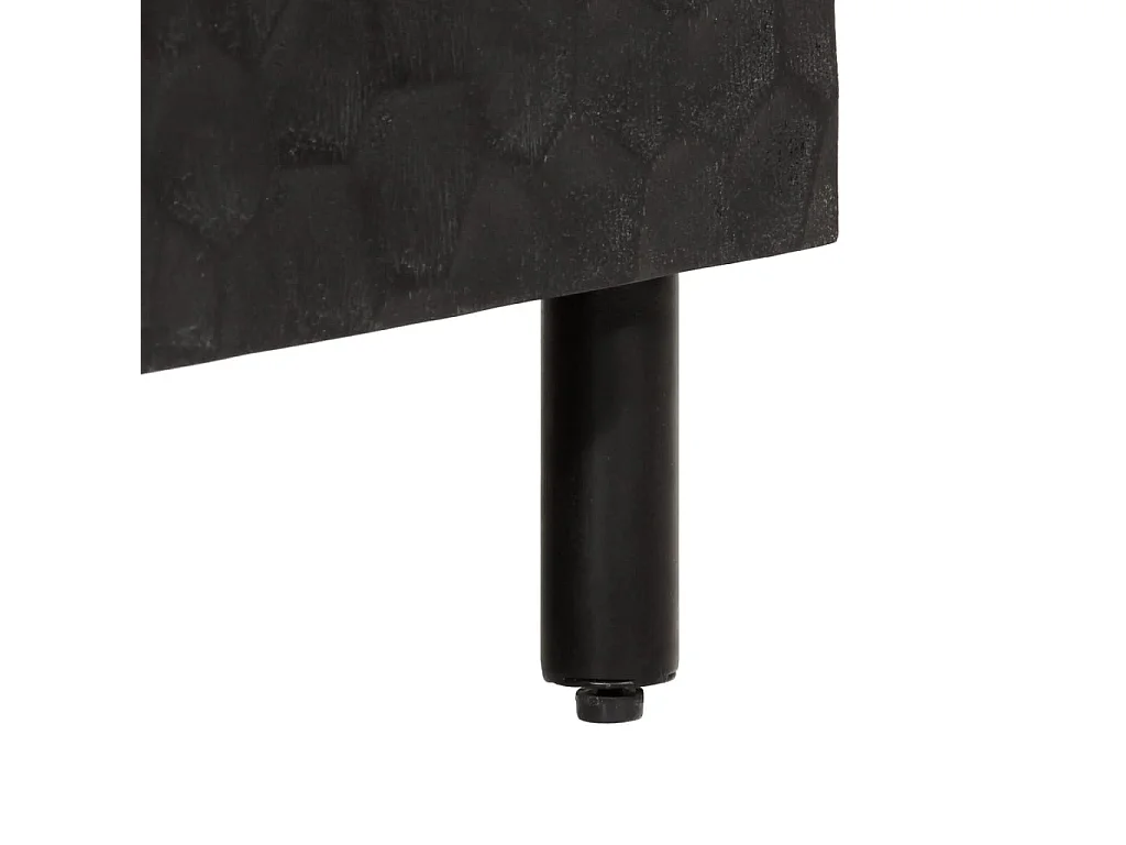 Armoire latérale noir 80x33x75 cm bois massif de manguier