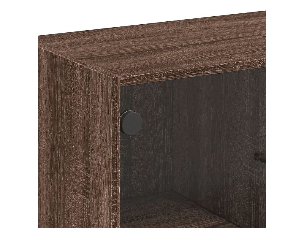 Armoire latérale avec portes en verre chêne marron 68x37x75,5cm