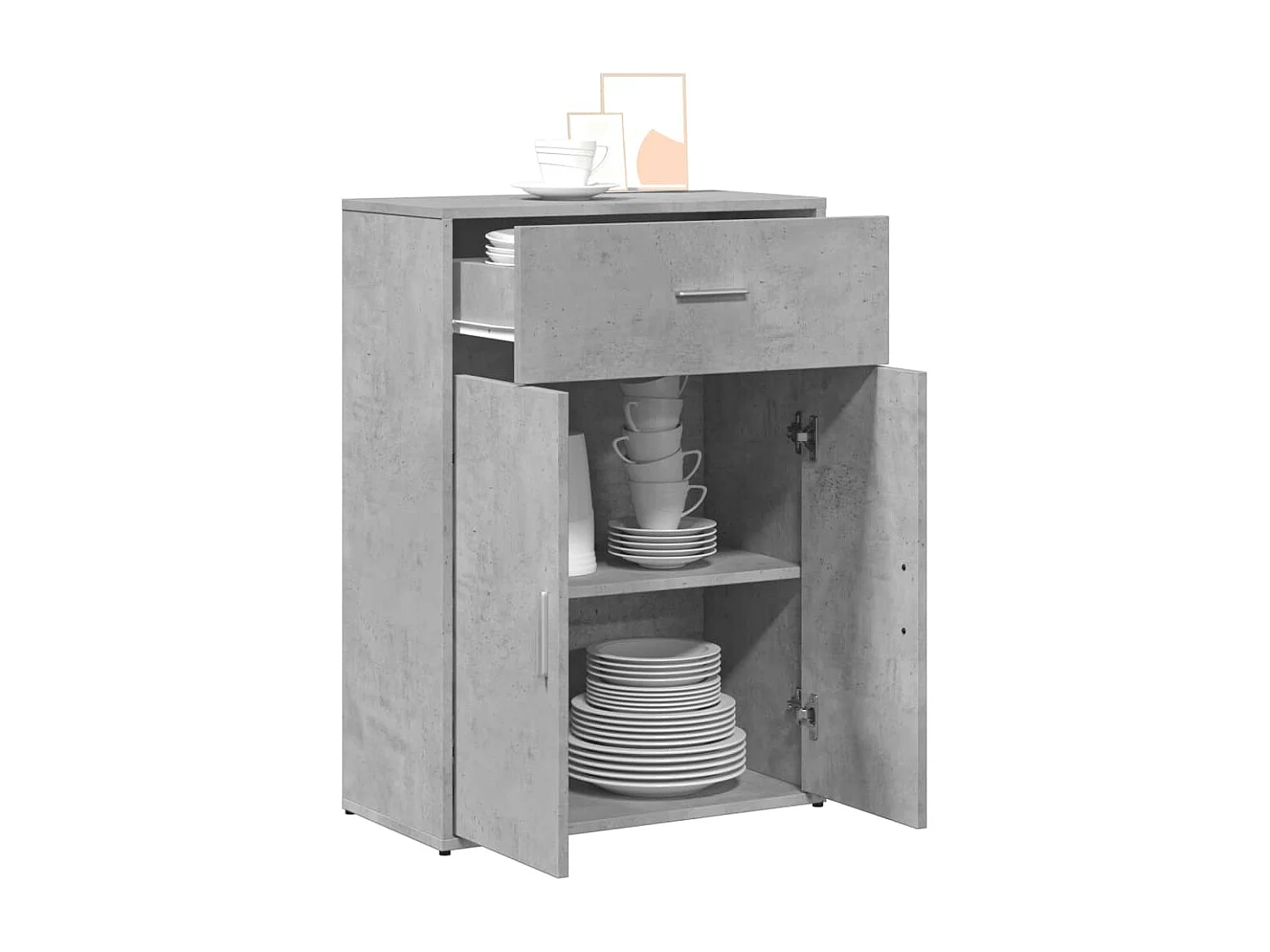 Credenza Grigio Cemento 60x30x84 cm in Legno Multistrato