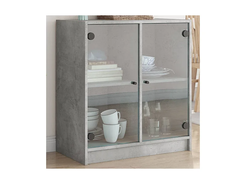 Mobile con Ante in Vetro Grigio Cemento 68x37x75,5 cm