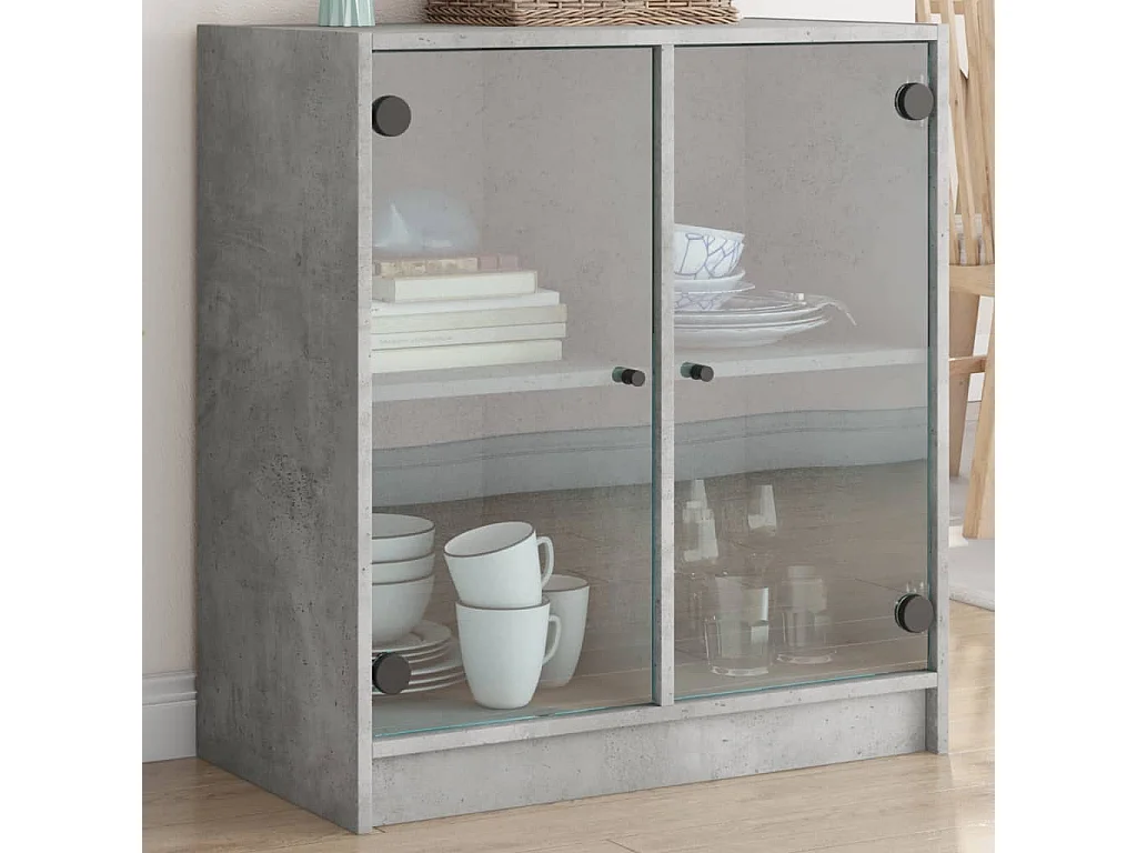 Mobile con Ante in Vetro Grigio Cemento 68x37x75,5 cm