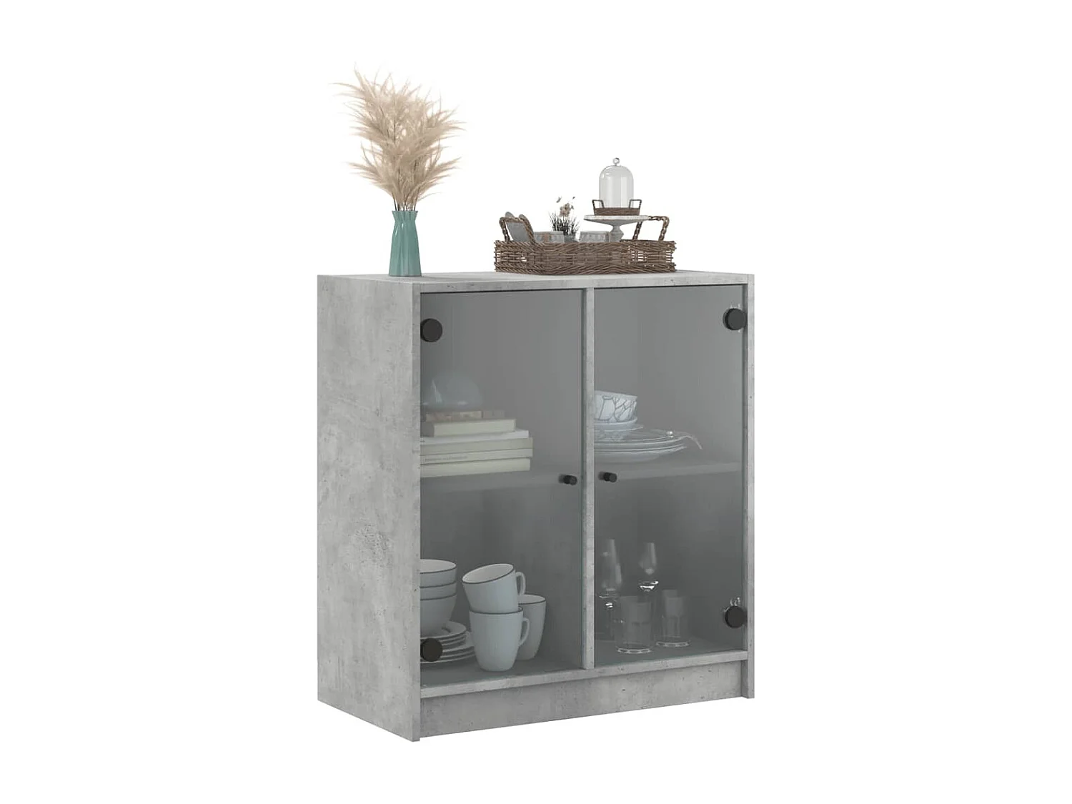 Mobile con Ante in Vetro Grigio Cemento 68x37x75,5 cm