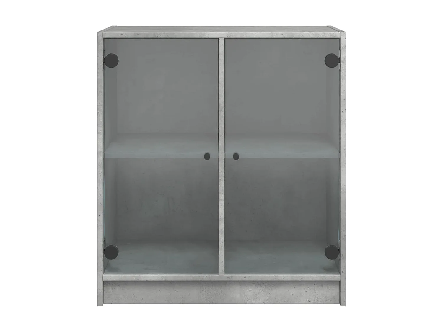 Armário de apoio c/ portas de vidro 68x37x75,5 cm cinza cimento