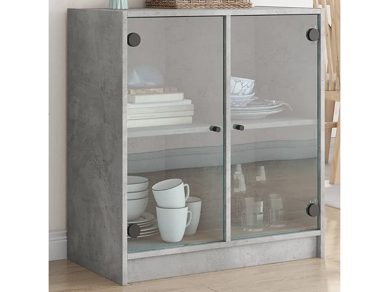 Mobile con Ante in Vetro Grigio Cemento 68x37x75,5 cm