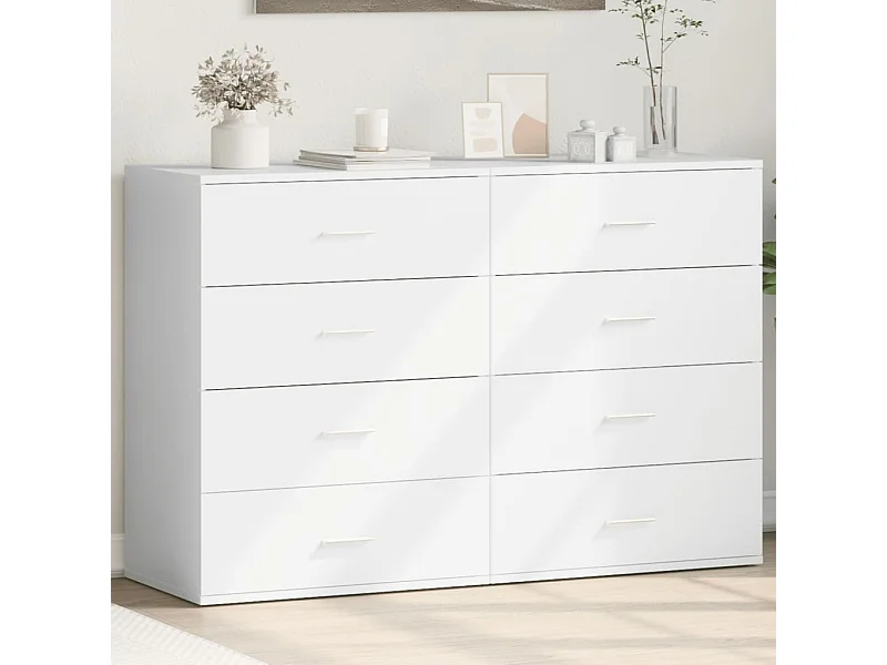 Buffets 2 pcs blanc 60x39x80 cm bois d’ingénierie