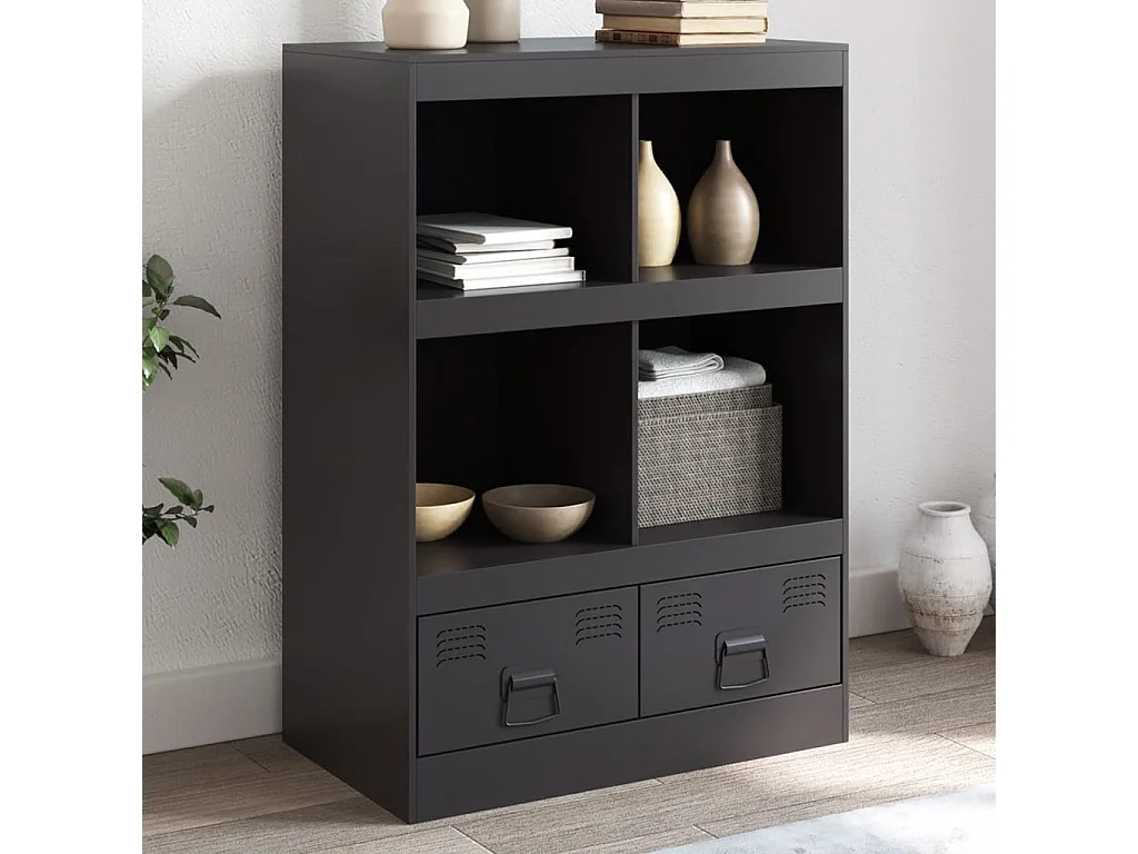 Credenza Nera 67x39x95 cm in Acciaio