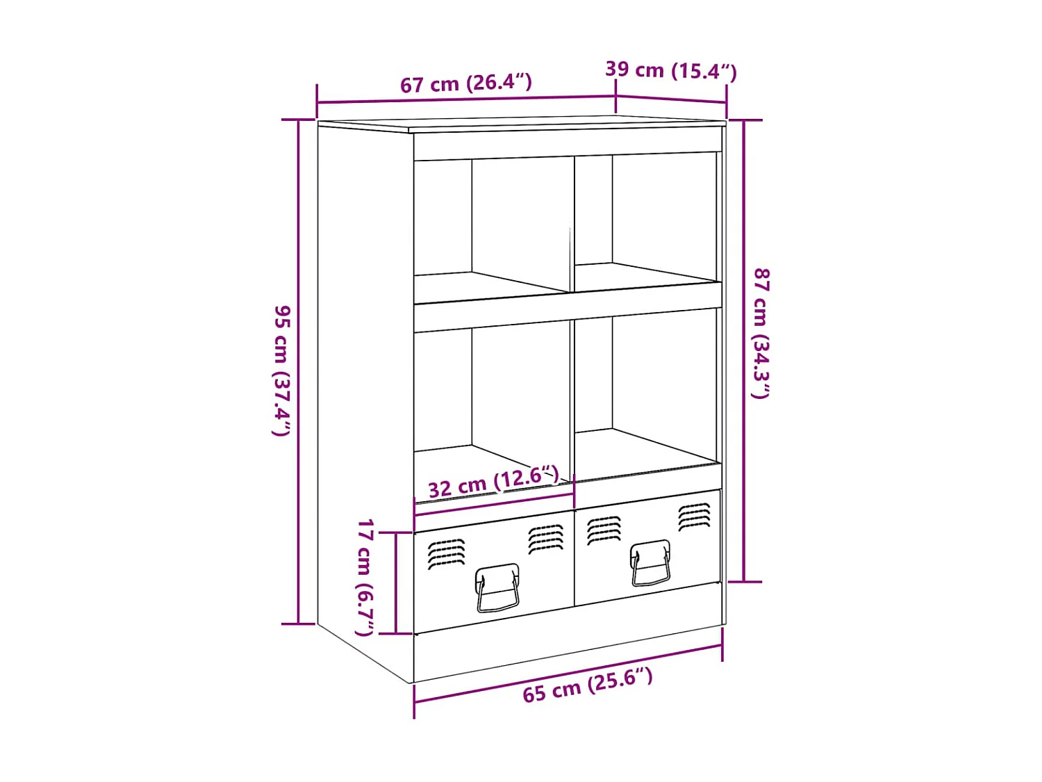 Credenza Nera 67x39x95 cm in Acciaio