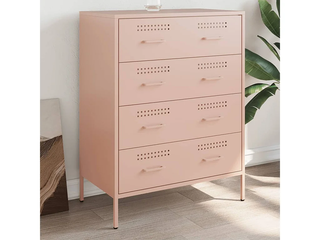 Aparador de acero rosa 68x39x89 cm