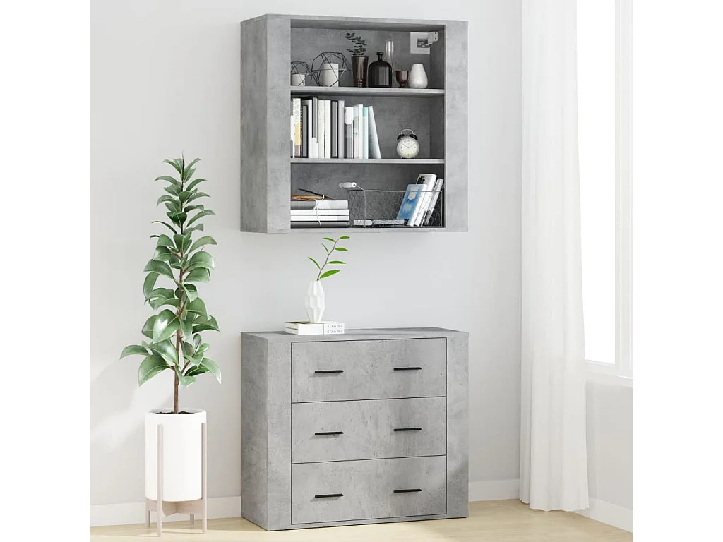 Aparador alto madera contrachapada gris hormigón