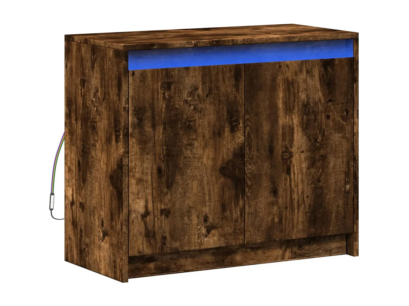 Credenza con LED Rovere Fumo 72x34x61 cm in Legno Multistrato