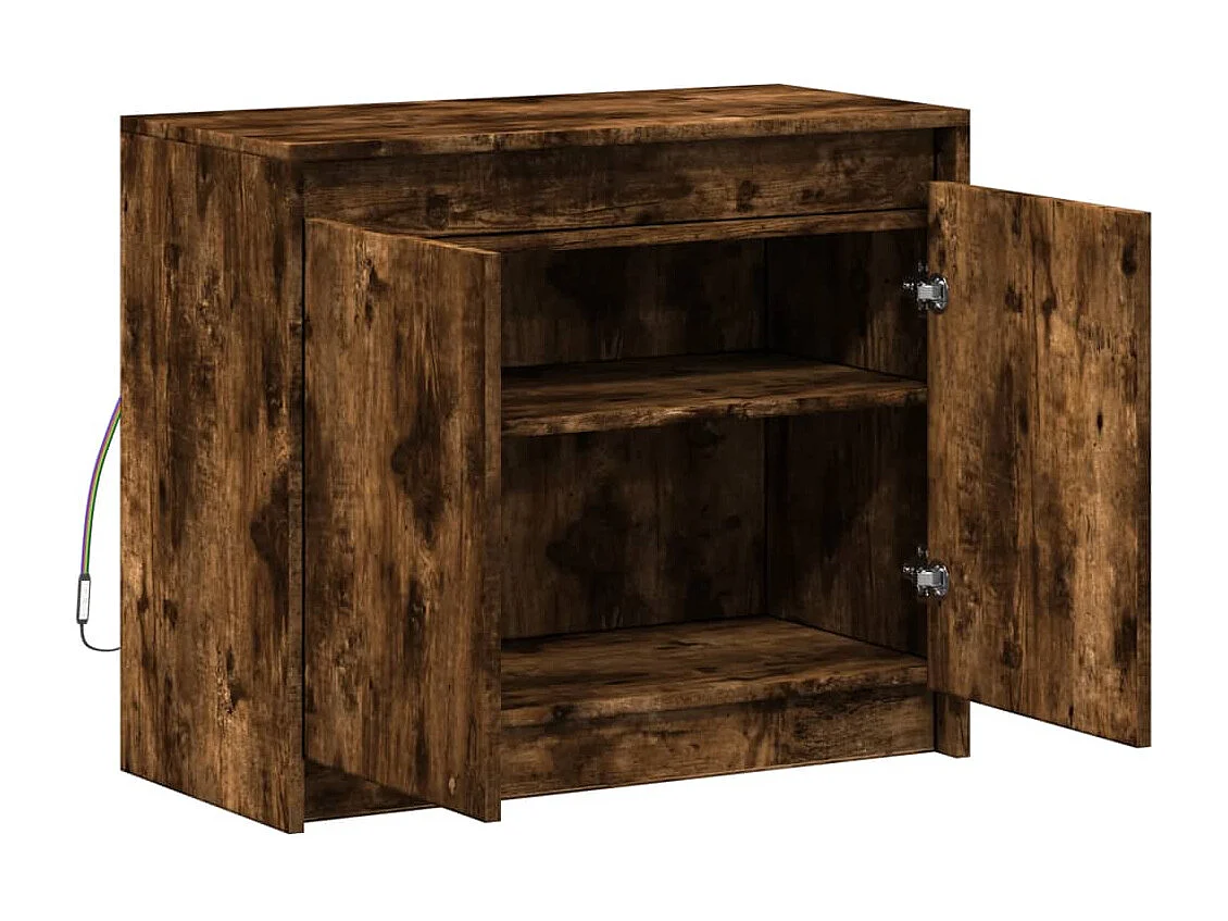 Credenza con LED Rovere Fumo 72x34x61 cm in Legno Multistrato
