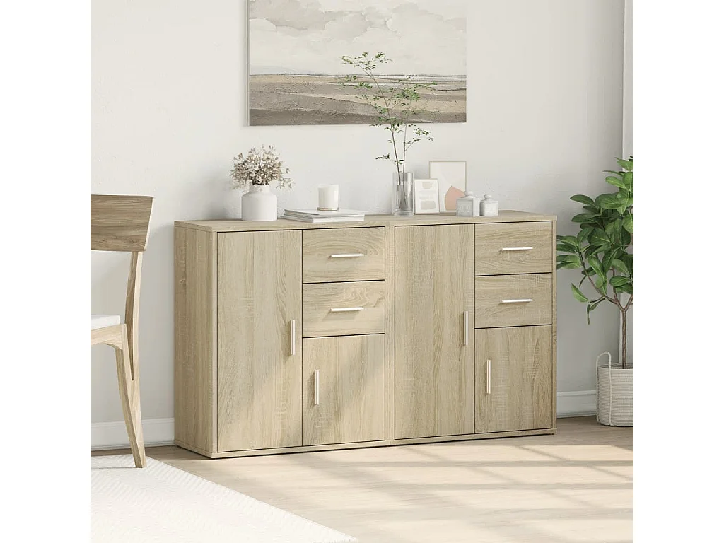 Sideboards 2 Stk. Sonoma-Eiche 60x31x70 cm Holzwerkstoff