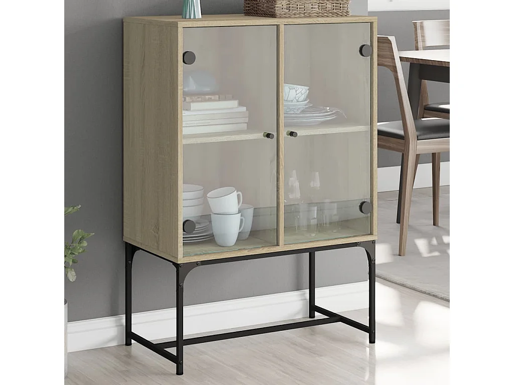 Beistellschrank mit Glastüren Sonoma-Eiche 69x37x100 cm