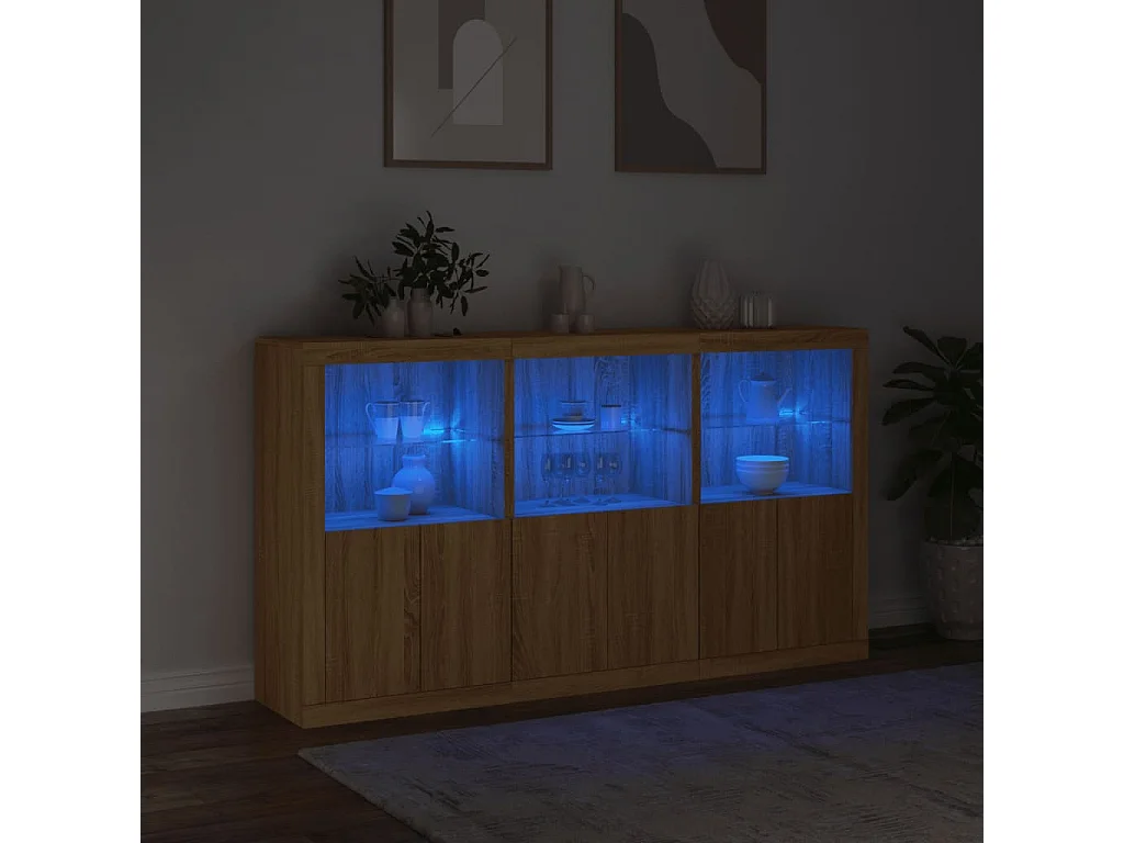 Credenza con Luci LED Rovere Sonoma 181,5x37x100 cm
