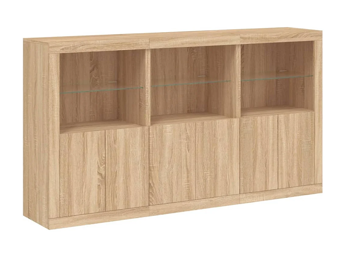 Aparador con luces LED roble Sonoma 181,5x37x100 cm