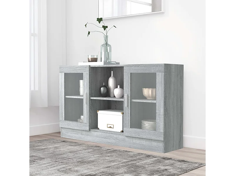 Vitrina madera contrachapada gris Sonoma 120x30,5x70 cm