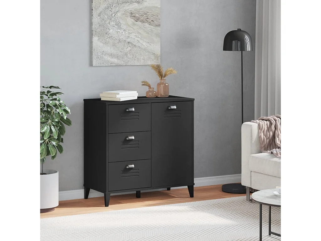 Credenza VIKEN Nera 80x40x80 cm in Legno Multistrato