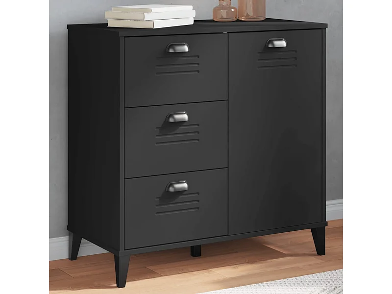Aparador VIKEN madera de ingeniería negro 80x40x80 cm