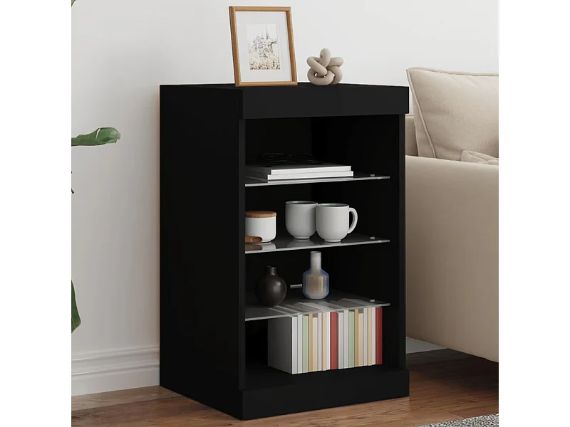 Credenza con Luci LED Nera 41x37x67 cm