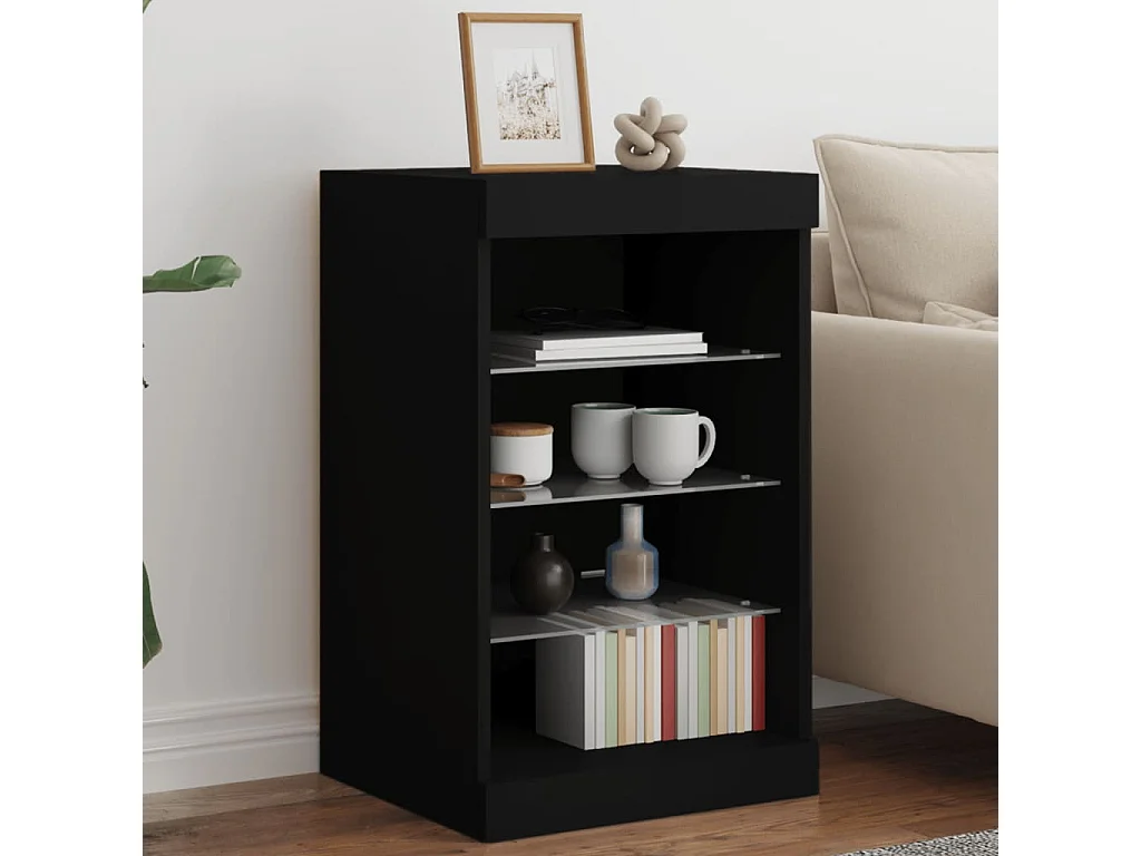 Credenza con Luci LED Nera 41x37x67 cm