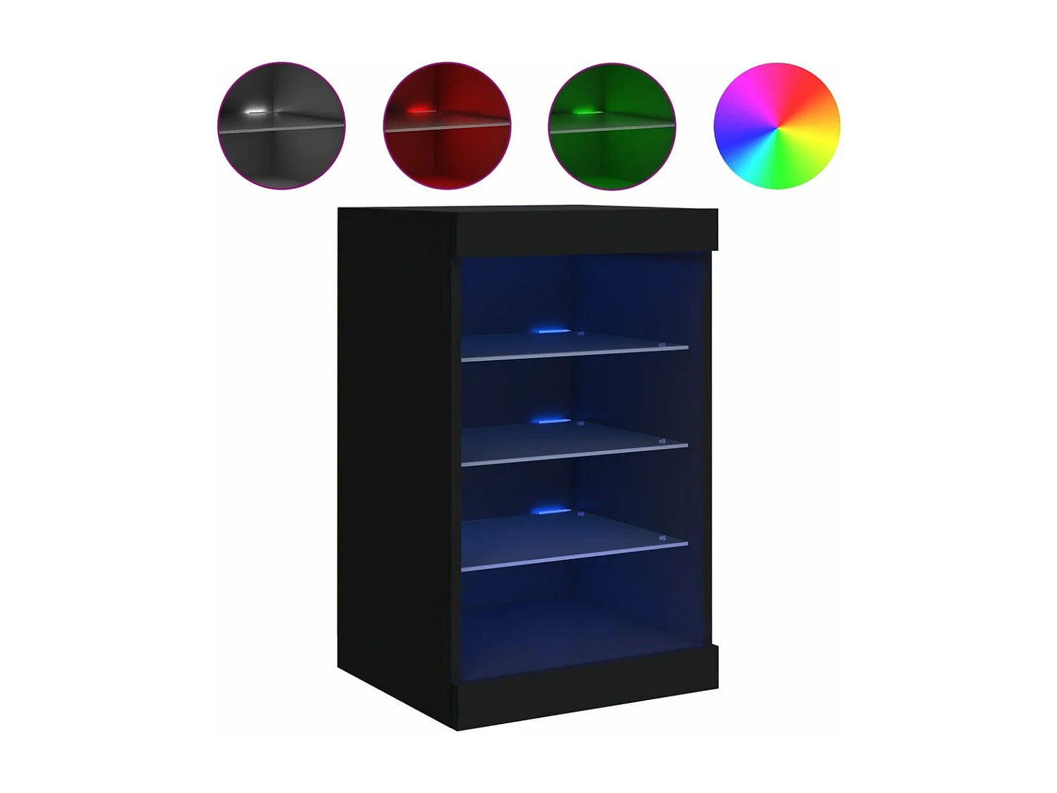 Credenza con Luci LED Nera 41x37x67 cm