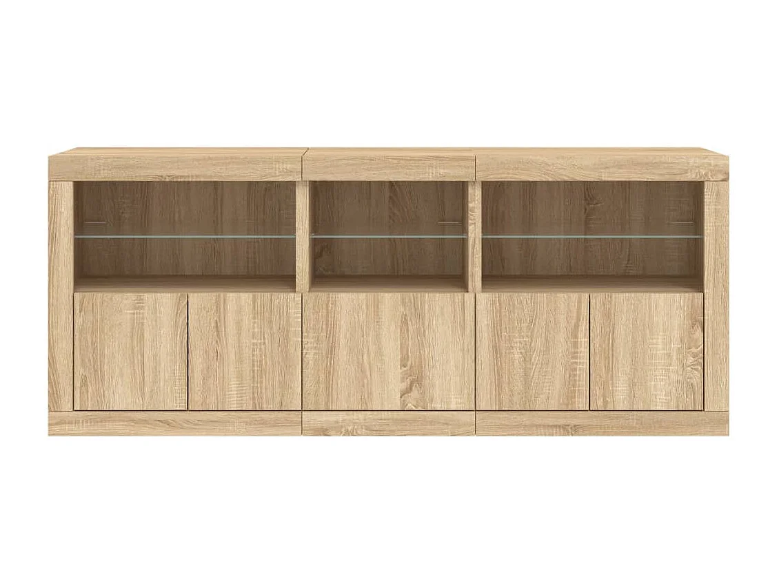 Credenza con Luci LED Rovere Sonoma 162x37x67 cm