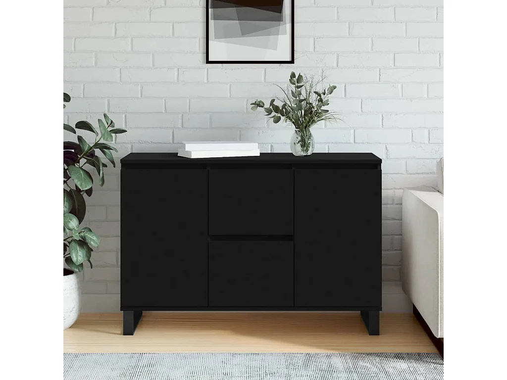 Buffet noir 104x35x70 cm bois d’ingénierie