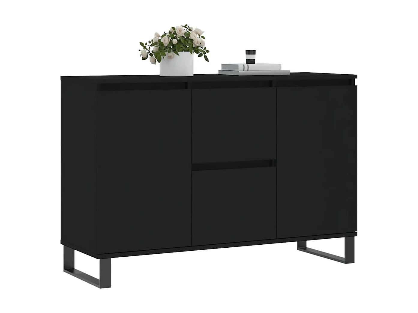 Buffet noir 104x35x70 cm bois d’ingénierie