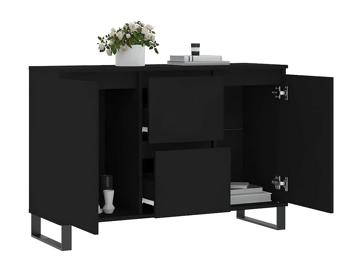 Buffet noir 104x35x70 cm bois d’ingénierie