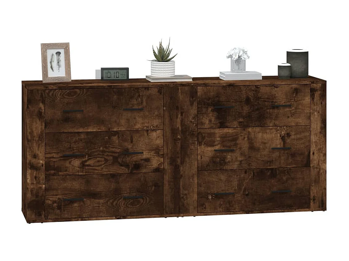 Sideboards 2 Stk. Räuchereiche Holzwerkstoff