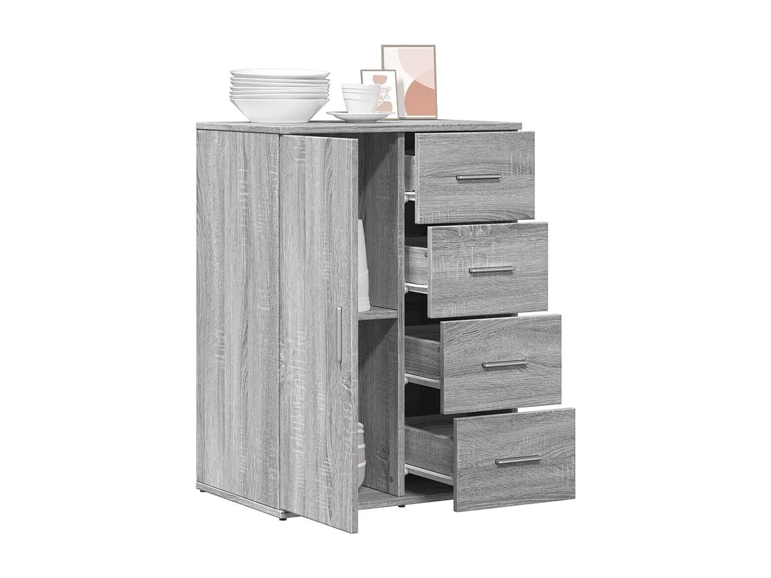 Aparador de madera de ingeniería gris Sonoma 59x39x80 cm