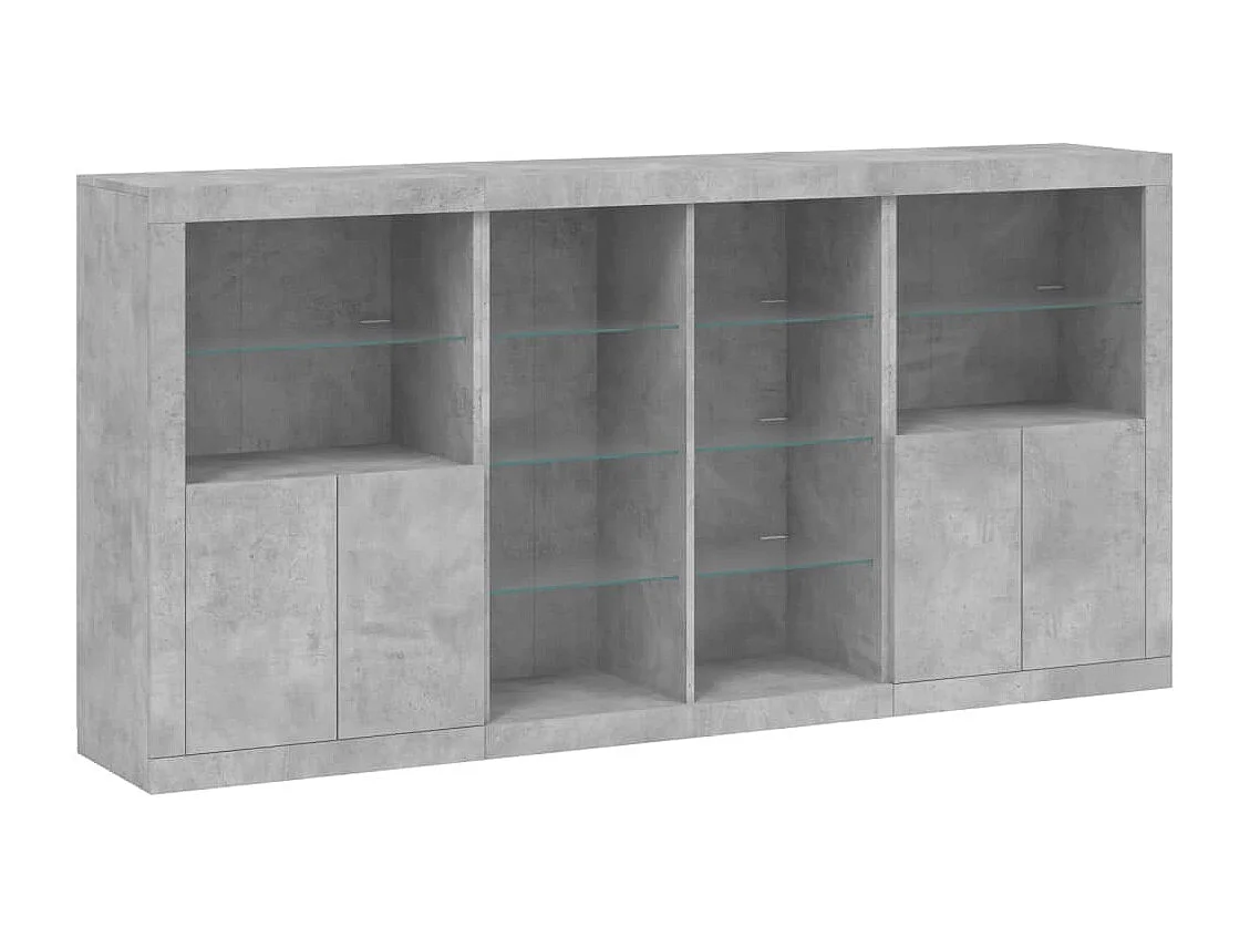 Credenza con Luci LED Grigio Cemento 202x37x100 cm