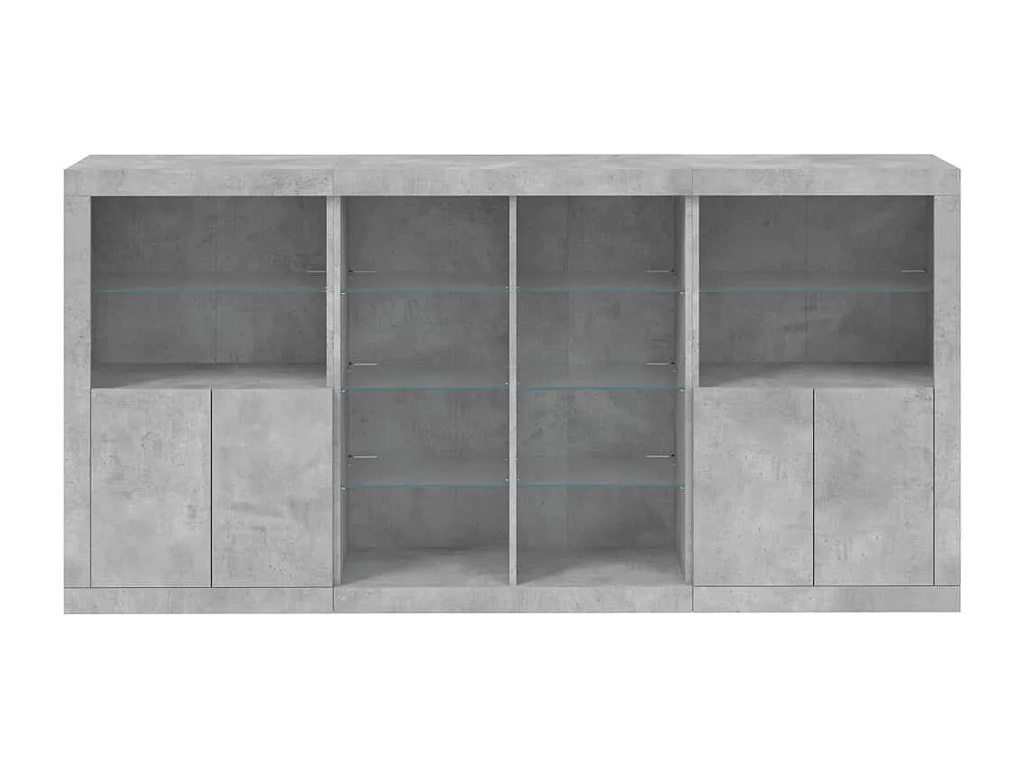 Credenza con Luci LED Grigio Cemento 202x37x100 cm