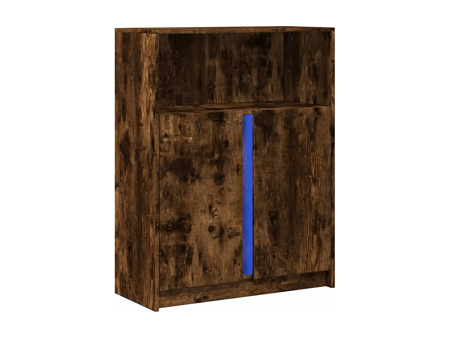 Buffet avec LED chêne fumé 77x34x100 cm bois d'ingénierie