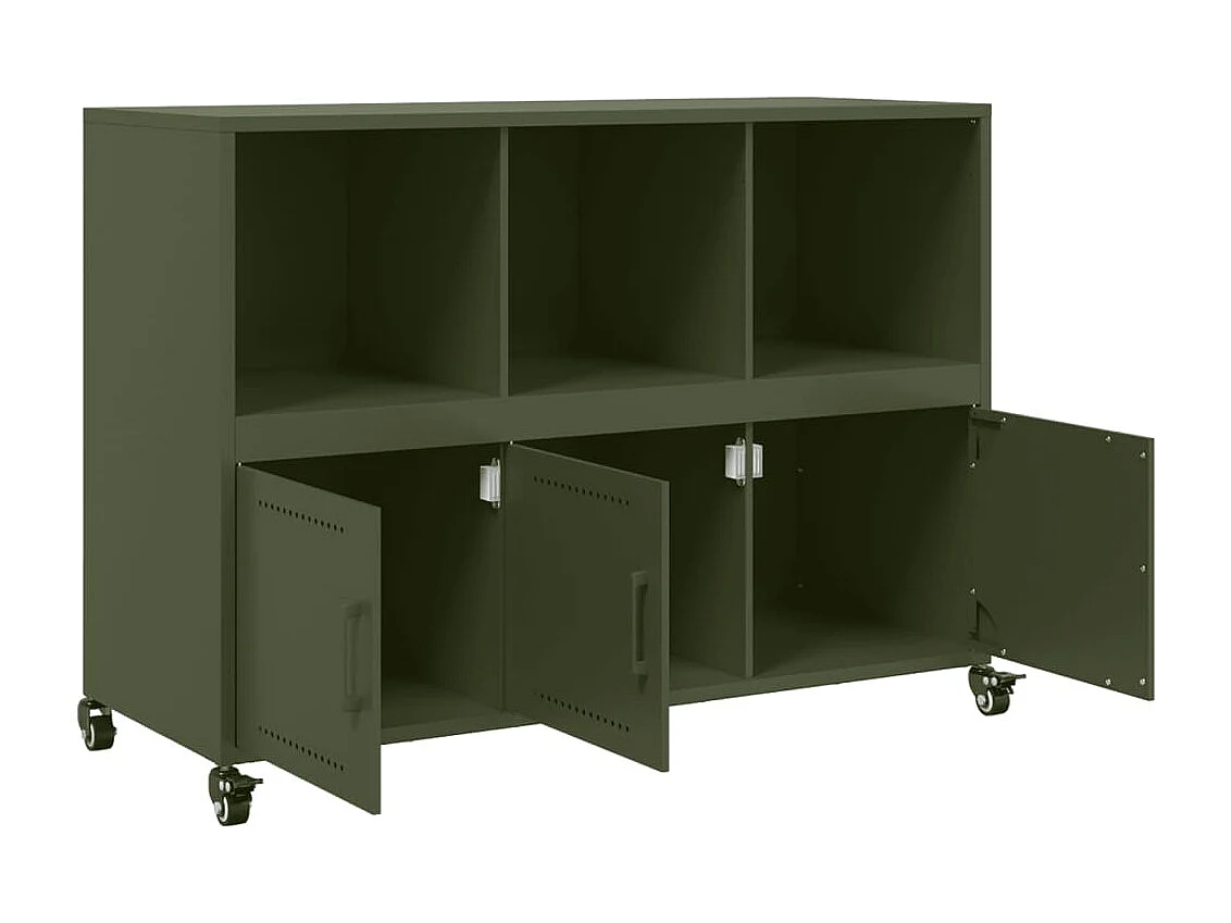 Aparador de acero verde oliva 100,5x39x72 cm