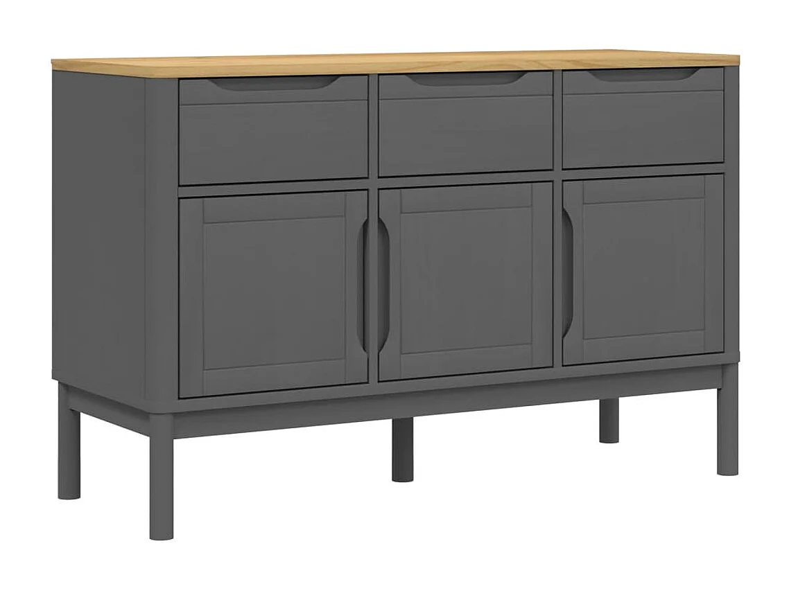 Credenza FLORO Grigia 114x43x74 cm in Legno Massello di Pino