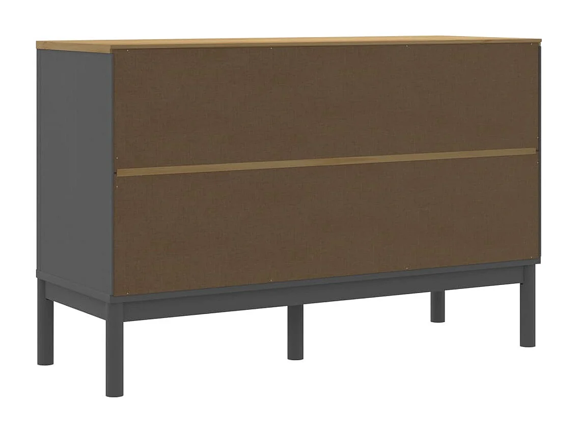 Credenza FLORO Grigia 114x43x74 cm in Legno Massello di Pino