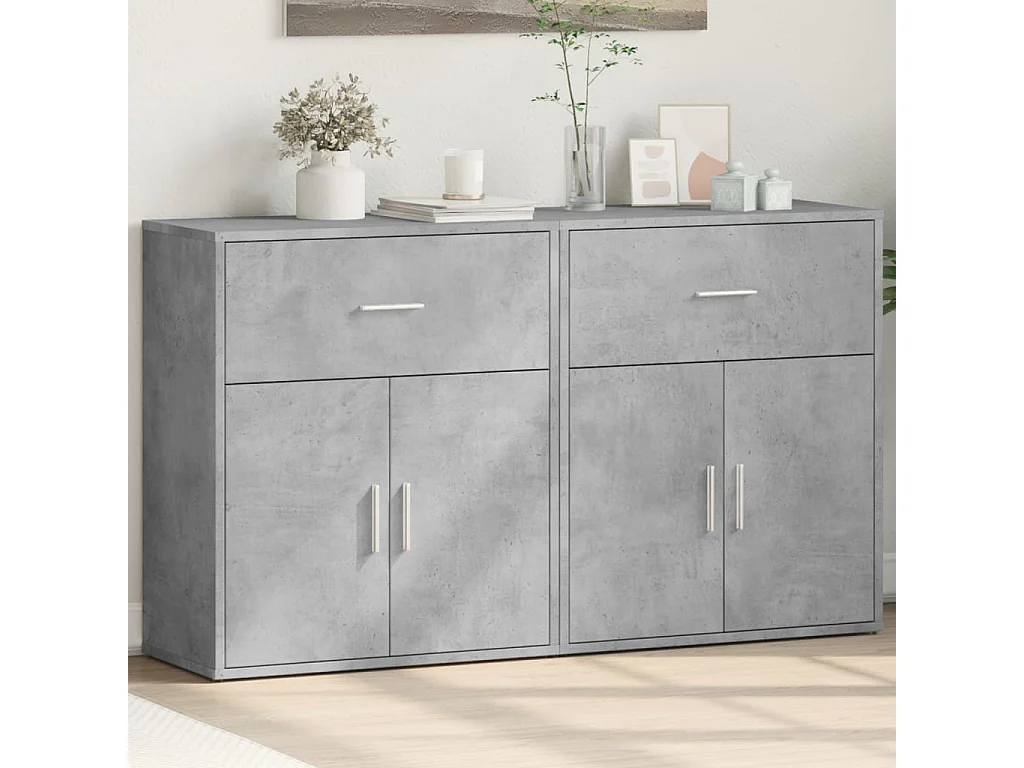 Sideboards 2 Stk. Betongrau 60x31x70 cm Holzwerkstoff