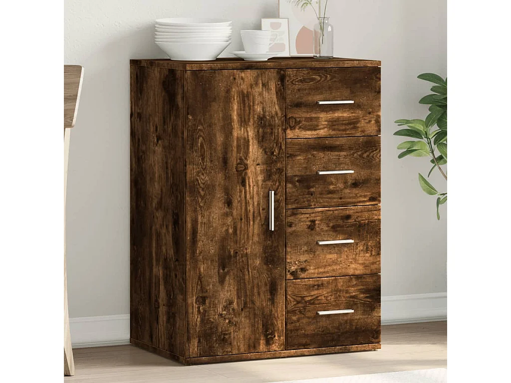 Credenza Rovere Fumo 59x39x80 cm in Legno Multistrato