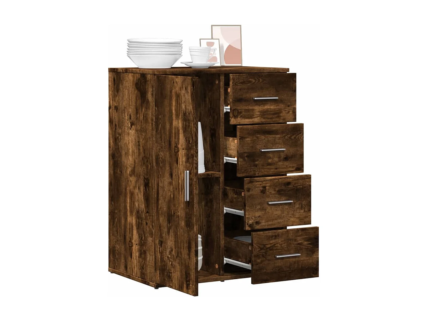 Credenza Rovere Fumo 59x39x80 cm in Legno Multistrato