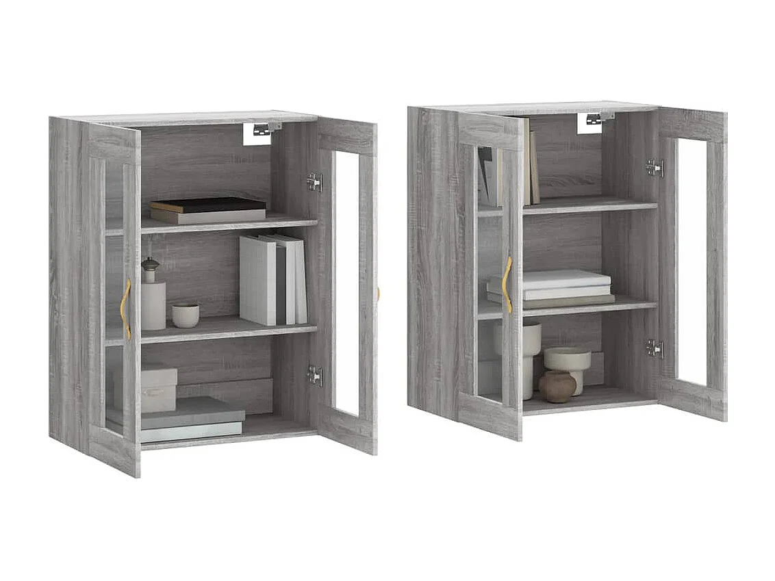 Armadietti a Parete 2 pz Grigio Sonoma in Legno Multistrato