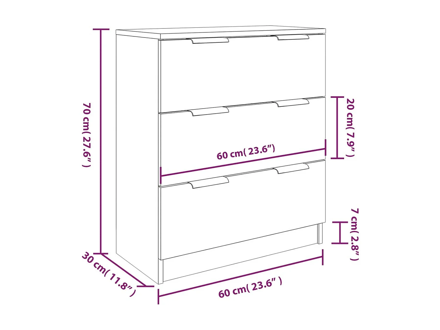 3-tlg. Sideboard Räuchereiche Holzwerkstoff