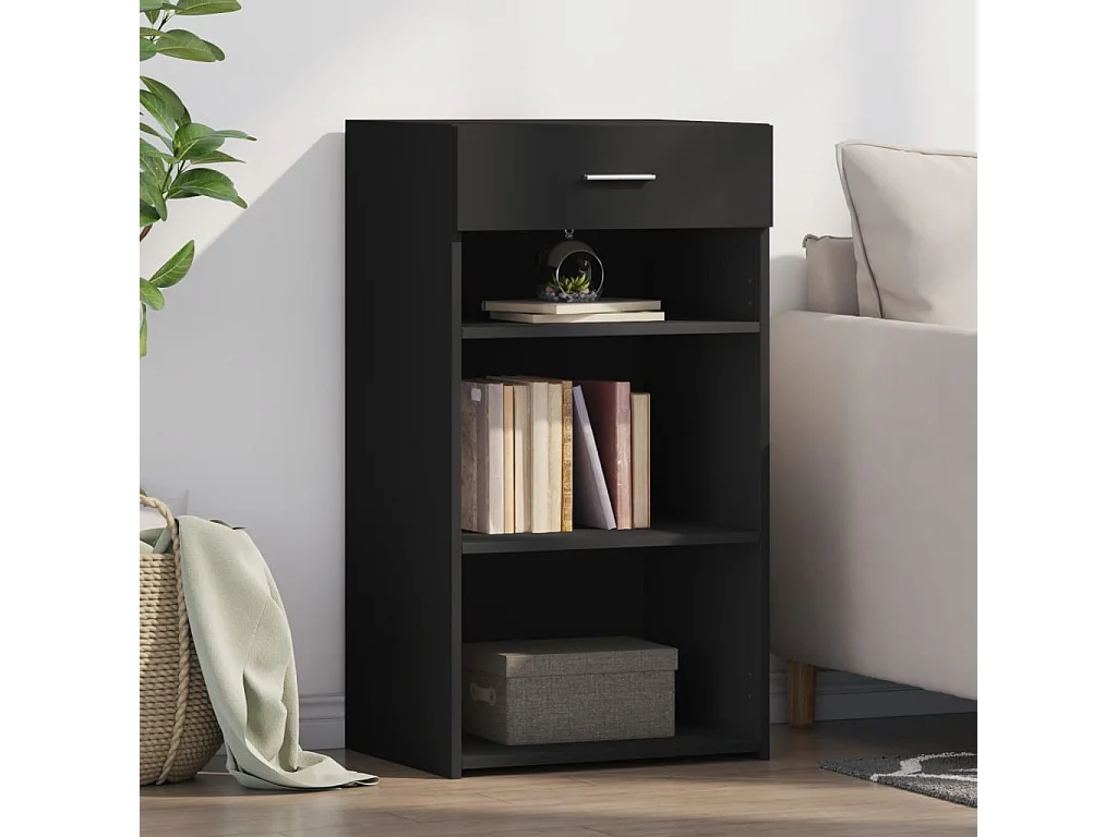 Buffet noir 50x42,5x93 cm bois d'ingénierie