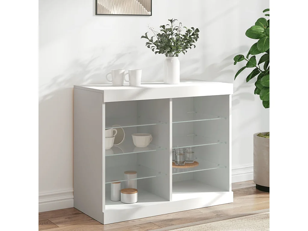 Buffet avec lumières LED blanc 81x37x67 cm