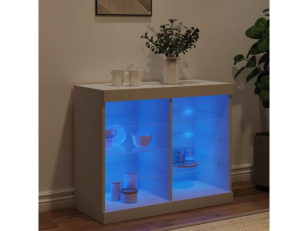 Buffet avec lumières LED blanc 81x37x67 cm