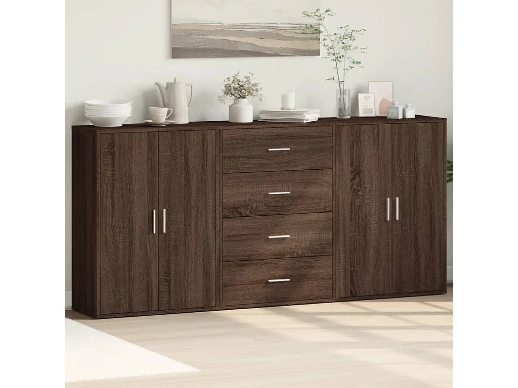 Sideboards 3 Stk. Braun Eichen-Optik 60x31x84 cm Holzwerkstoff
