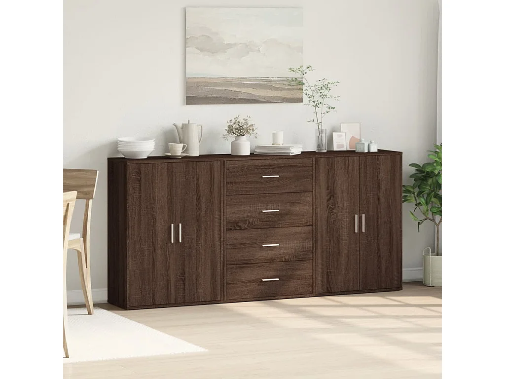 Sideboards 3 Stk. Braun Eichen-Optik 60x31x84 cm Holzwerkstoff
