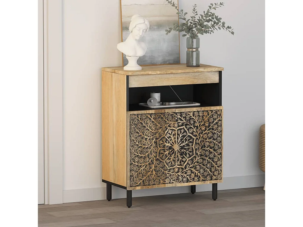 Credenza 60x33x75 cm in Legno Massello di Mango