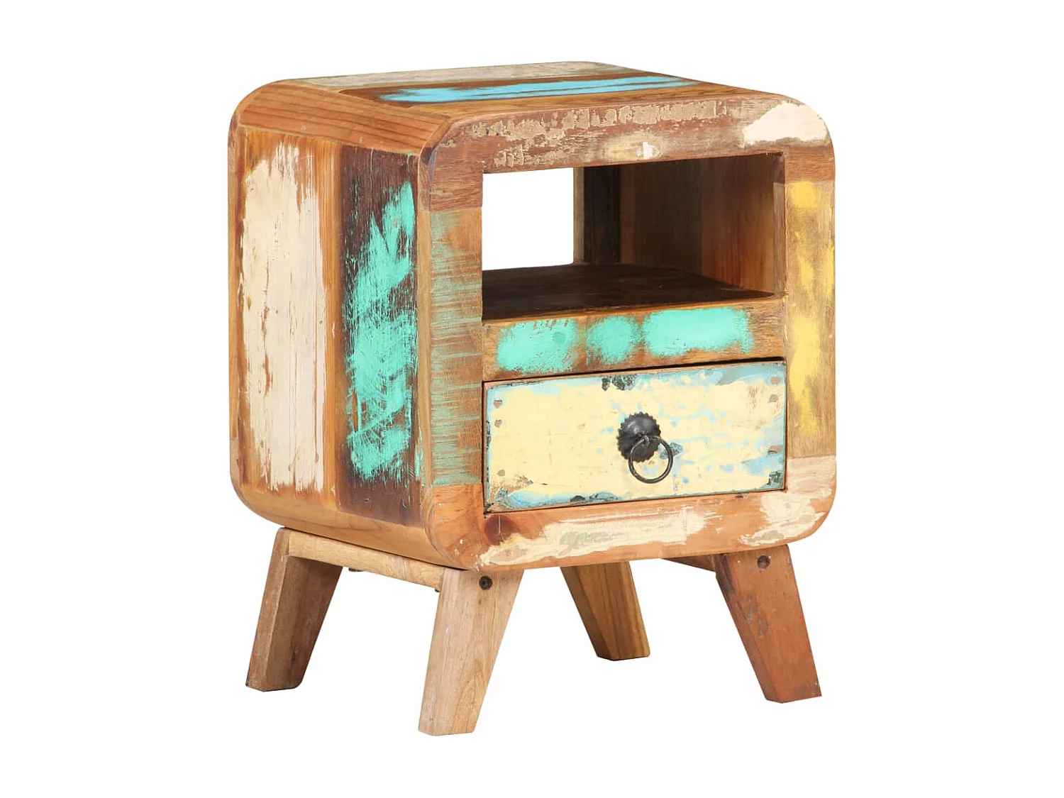 Mesa de cabeceira 30x30x41 cm madeira recuperada maciça